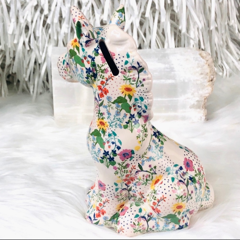 MAGICAL UNICORN Fantasy Flower Coin Piggy Bank Floral colorful Art And Fantasy - Picture 4 of 8